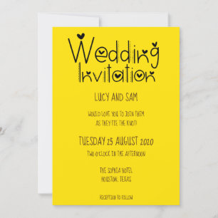 Invitation Typographie moderne informelle Mariage jaune solei