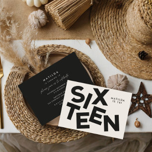 Invitation Typographie moderne minimaliste audacieuse 16e ann