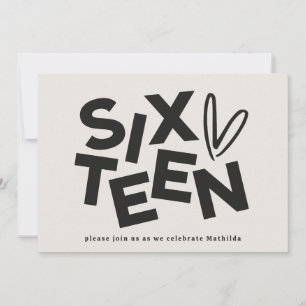 Invitation Typographie moderne minimaliste audacieuse 16e ann