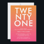 Invitation Typographie moderne minimaliste en gras rose orang<br><div class="desc">Typographie moderne minimaliste audacieuse rose orange 21e anniversaire Invitation</div>