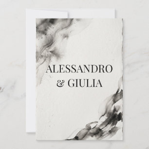 Invitation Typographie Moderne Minimaliste Mariage Noir et Bl