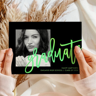 Invitation Typographie moderne Neon Ombre Photo Green Grad