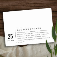 Typographie moderne noir & blanc Couples Douche
