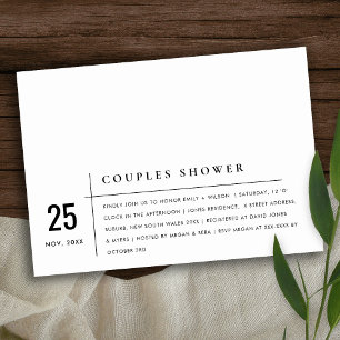 Invitation Typographie moderne noir & blanc Couples Douche