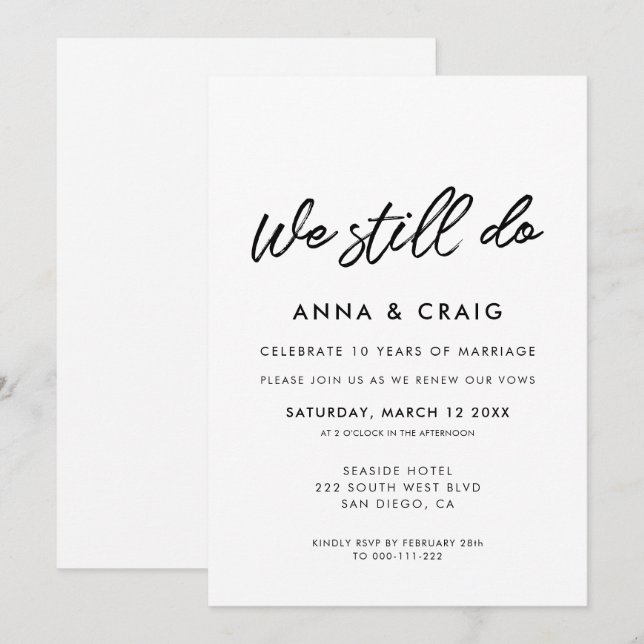 Invitation Typographie moderne Nous faisons encore le renouve (Devant / Derrière)