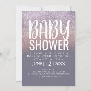 Invitation Typographie Moderne Ombre Paillettes Baby Shower