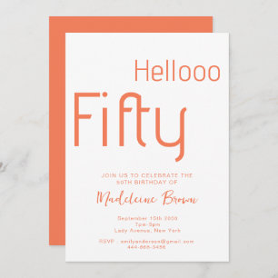 Invitation Typographie moderne Peach 50th Birthday