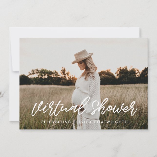 Invitation Typographie moderne Photo Baby shower virtuel (Devant)