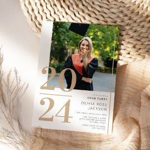 Invitation Typographie moderne Photo Graduation Party