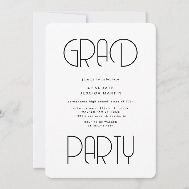 Invitation Typographie moderne Photo Graduation Party Invitat (Devant)