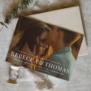 Invitation Typographie Moderne Photo Mariage