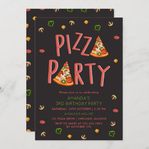 Invitation Typographie moderne Pizza Slices Anniversaire de e