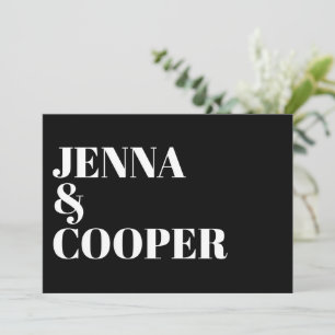 Invitation Typographie moderne Retro Bold Mariage noir et bla