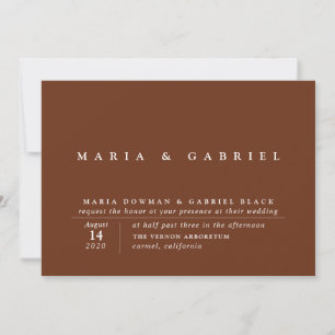 Invitation Typographie moderne Rouille Brown simple Mariage