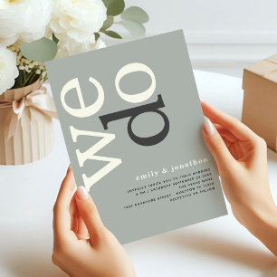 Invitation Typographie moderne Sage Mariage ivoire