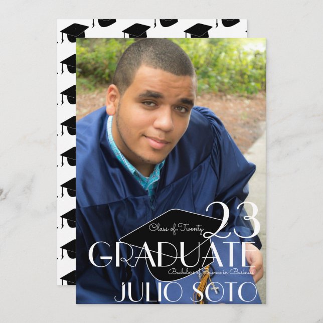 Invitation Typographie moderne Script Photo (Devant / Derrière)