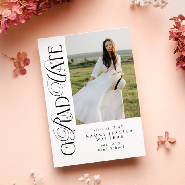 Invitation Typographie Moderne Serif Photo Élégant Diplômé (Créateur téléchargé)