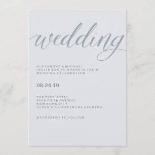Invitation Typographie moderne simple  Dusty Blue Mariage