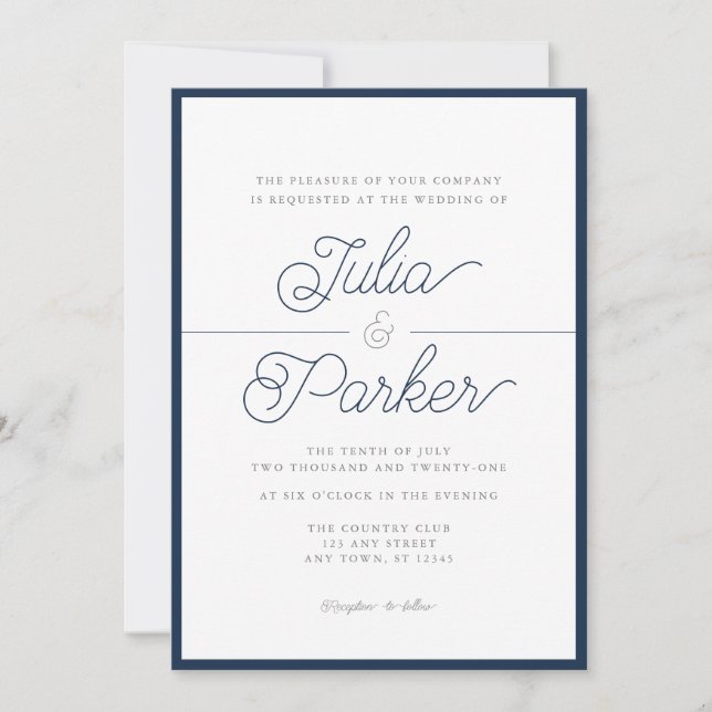 Invitation Typographie moderne Simple Mariage frontalier de l (Devant)
