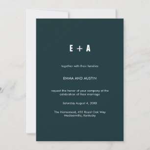 Invitation Typographie moderne simple Mariage vert Turquoise