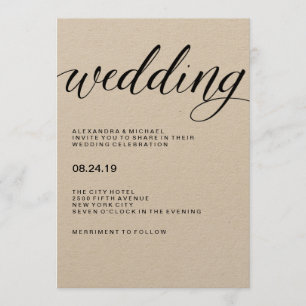 Invitation Typographie moderne simple sur papier Kraft
