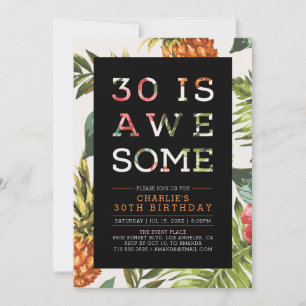 Invitation Typographie moderne tropicale 30ème anniversaire