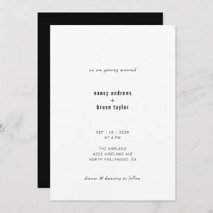 Invitation Typographie moderne ultra minimaliste Mariage de c
