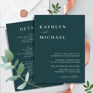 Invitation Typographie moderne verte en un simple Mariage