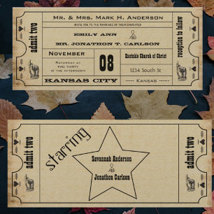 Invitation Typographie Moderne Vintage Billet Mariage