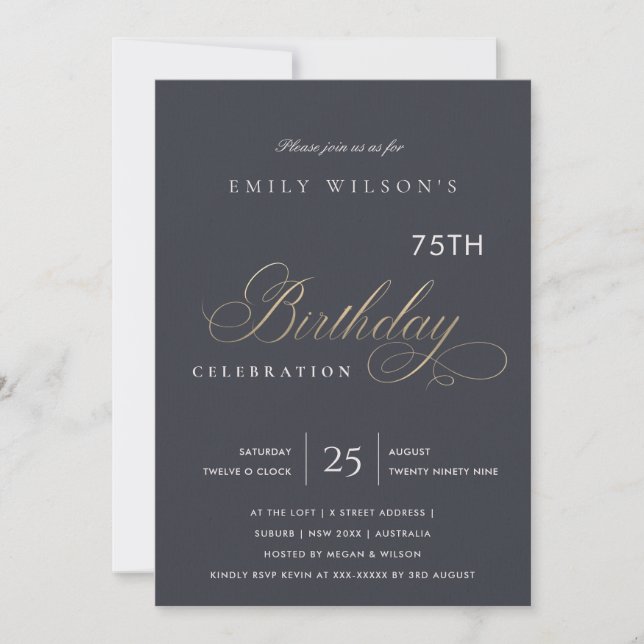 INVITATION TYPOGRAPHIE NAVY OR SIMPLE ÂGE OR (Devant)