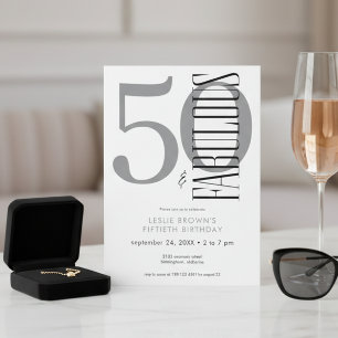 Invitation Typographie Noir Blanc Cinquante Ans Fantastique A