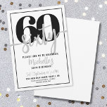Invitation Typographie Noir Blanc Moderne Fête d'anniversaire<br><div class="desc">Voici une invitation simple et moderne pour une fête d'anniversaire de 60 ans, parfaite pour célébrer ce cap avec style. Le design épuré présente un fond blanc audacieux avec un "60" proéminent en noir en haut. En dessous, "Soixante" est écrit élégamment en calligraphie grise, ajoutant une touche de sophistication. Le...</div>