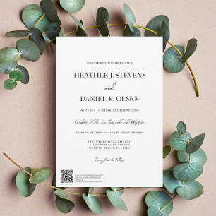 Invitation Typographie noir blanc simple et élégant Mariage Q