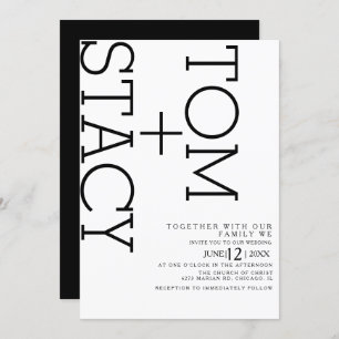 Invitation Typographie noir blanc simple Ultra Bold Mariage