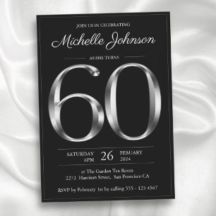 Invitation Typographie noir et argent 60e anniversaire