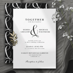 Invitation Typographie noir et blanc Mariage classique formel