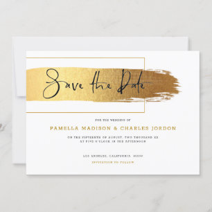Invitation Typographie noire élégante à coup de pinceau doré 