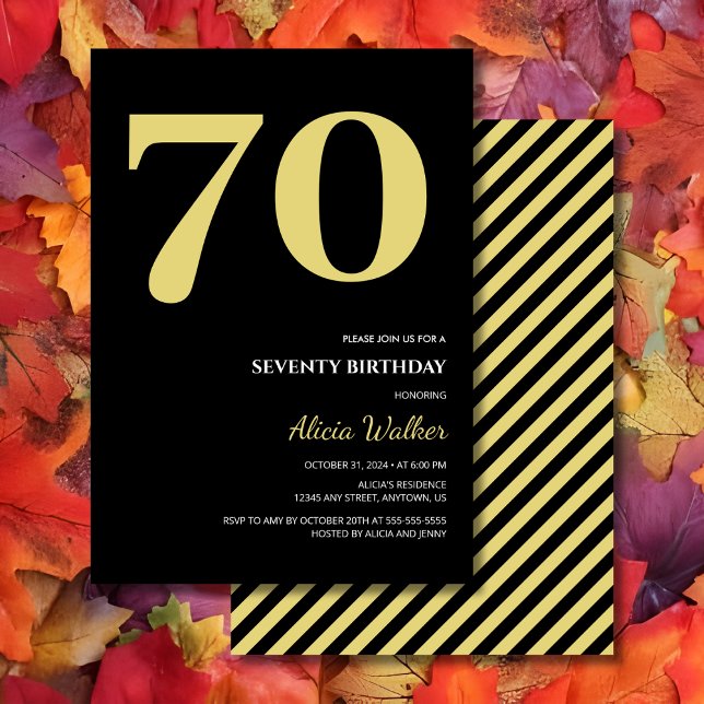 Invitation Typographie Noire Moderne Et Minimale Anniversaire (Créateur téléchargé)