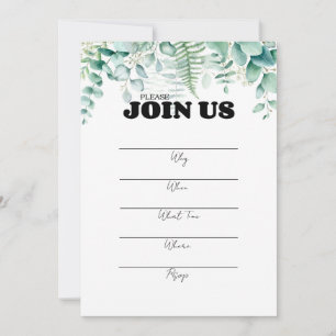 Invitation Typographie noire multifonction remplie à la main