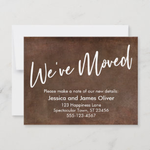 Invitation Typographie "Nous avons déménagé" Annonce Brun Gru