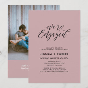 Invitation Typographie "Nous sommes fiancés" Photo Fête de fi