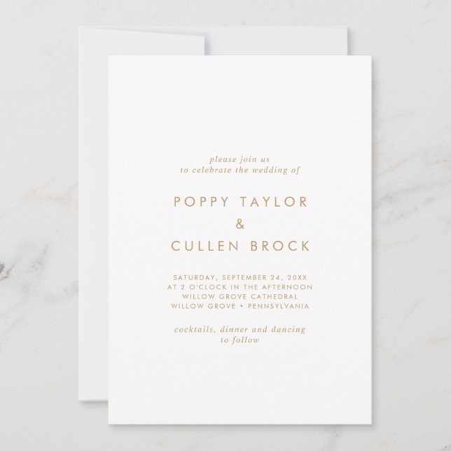 Invitation Typographie Or Chic Le Mariage De L'Invitation (Devant)