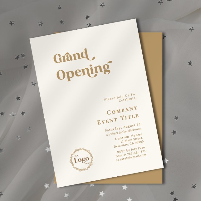 Invitation Typographie Or Chic Moderne Grand Ouverture (Property Photo Background Typography Open House Invitation)