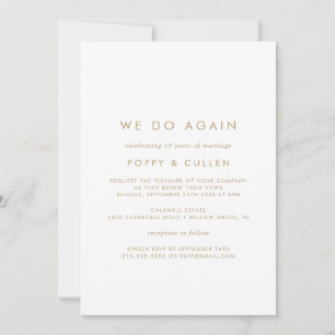 Invitation Typographie Or Chic Nous Refaisons Vow Renewal