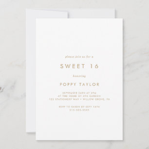 Invitation Typographie Or Chic Sweet 16 Anniversaire