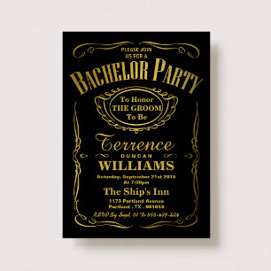 Invitation Typographie Or Metallic tendance Bachelor Party