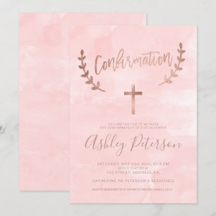 Invitation Typographie or rose couleur rose aquarelle confirm