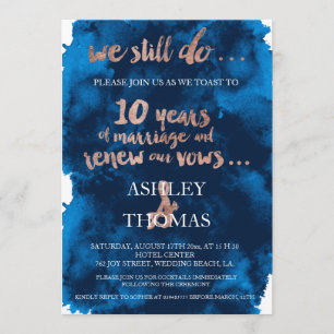 Invitation typographie or rose vow renouveau 10e anniversaire