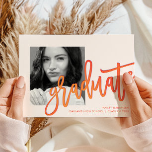 Invitation Typographie Orange Ombre moderne Photo Grad Party