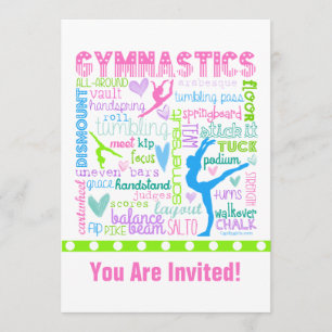 Invitation Typographie personnalisée de la gymnastique pastel